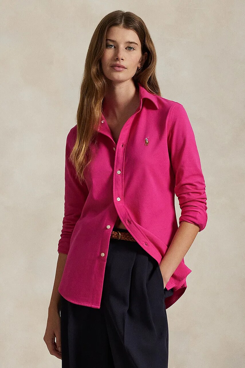 Памучна риза Polo Ralph Lauren дамска в черно със стандартна кройка с класическа яка 211924258, Розов
Памучна риза Polo Ralph Lauren дамска в черно със стандартна кройка с класическа яка 211924258, Розов