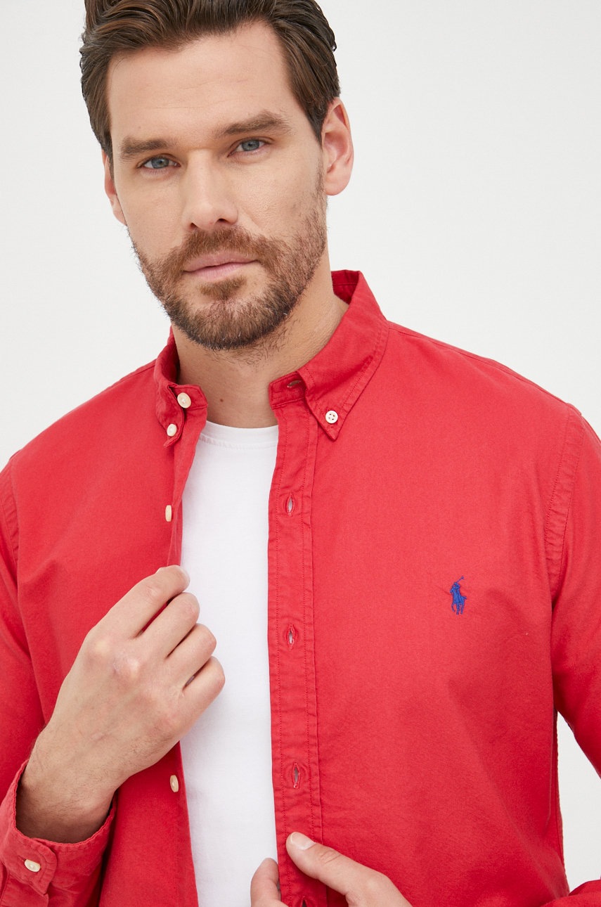 Памучна риза Polo Ralph Lauren мъжка в червено с кройка по тялото с яка с копче, Червен
Памучна риза Polo Ralph Lauren мъжка в червено с кройка по тялото с яка с копче, Червен