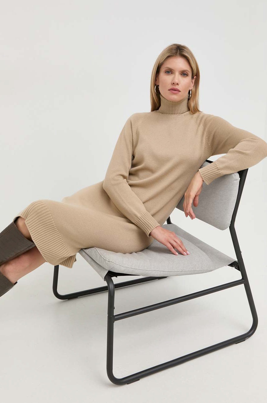Вълнена рокля Max Mara Leisure в бежово къс модел със стандартна кройка, Бежов
Вълнена рокля Max Mara Leisure в бежово къс модел със стандартна кройка, Бежов