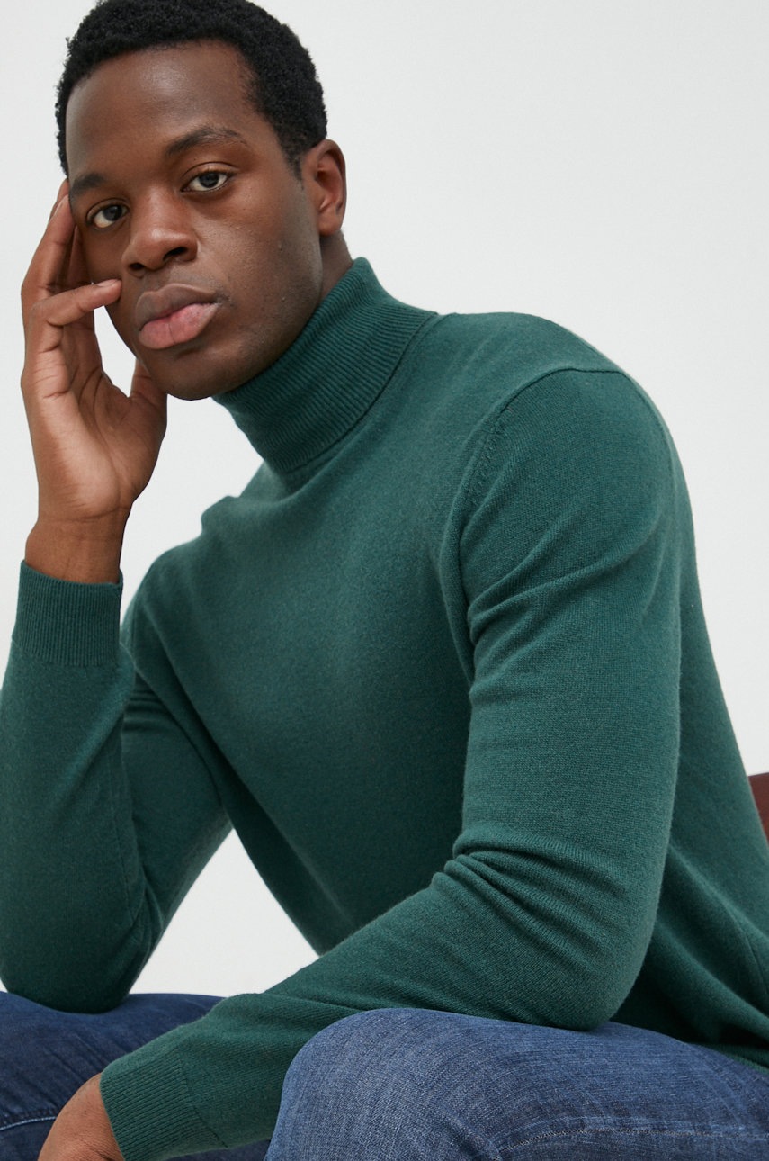 Вълнен пуловер United Colors of Benetton мъжки в зелено от лека материя с поло, Зелен
Вълнен пуловер United Colors of Benetton мъжки в зелено от лека материя с поло, Зелен
