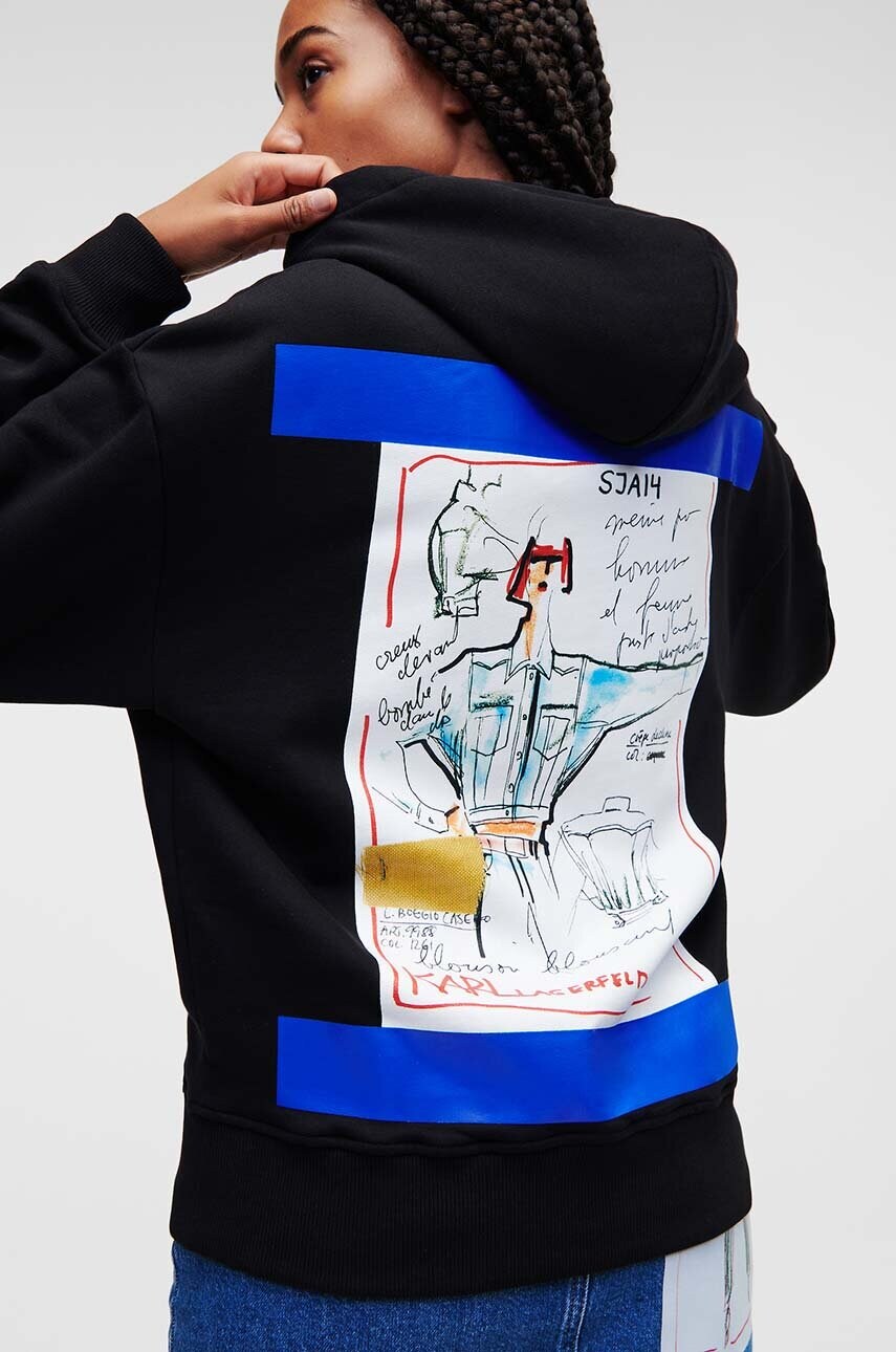 Хлопковая кофта Karl Lagerfeld Jeans женская цвет чёрный с капюшоном с принтом
Хлопковая кофта Karl Lagerfeld Jeans женская цвет чёрный с капюшоном с принтом