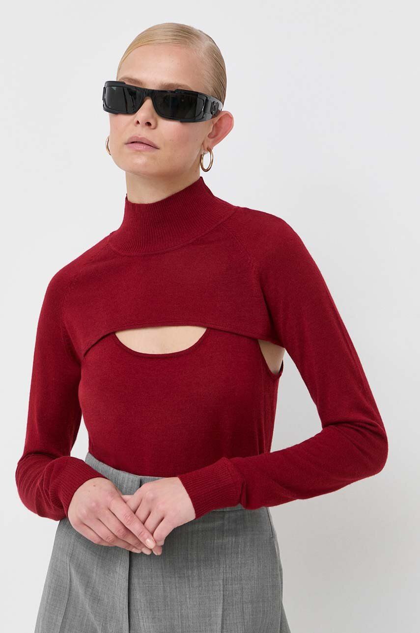 

Шерстяной свитер Patrizia Pepe женский цвет красный лёгкий с полугольфом