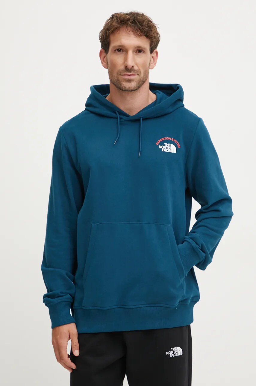 Памучен суичър The North Face Expedition System в тюркоазено с качулка с принт NF0A89DE1NO1, Тюркоазен
Памучен суичър The North Face Expedition System в тюркоазено с качулка с принт NF0A89DE1NO1, Тюркоазен