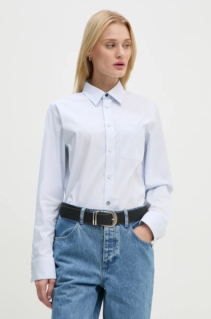 Риза ZADIG&VOLTAIRE дамска в синьо със стандартна кройка с класическа яка WWSH00580, Син
Риза ZADIG&VOLTAIRE дамска в синьо със стандартна кройка с класическа яка WWSH00580, Син