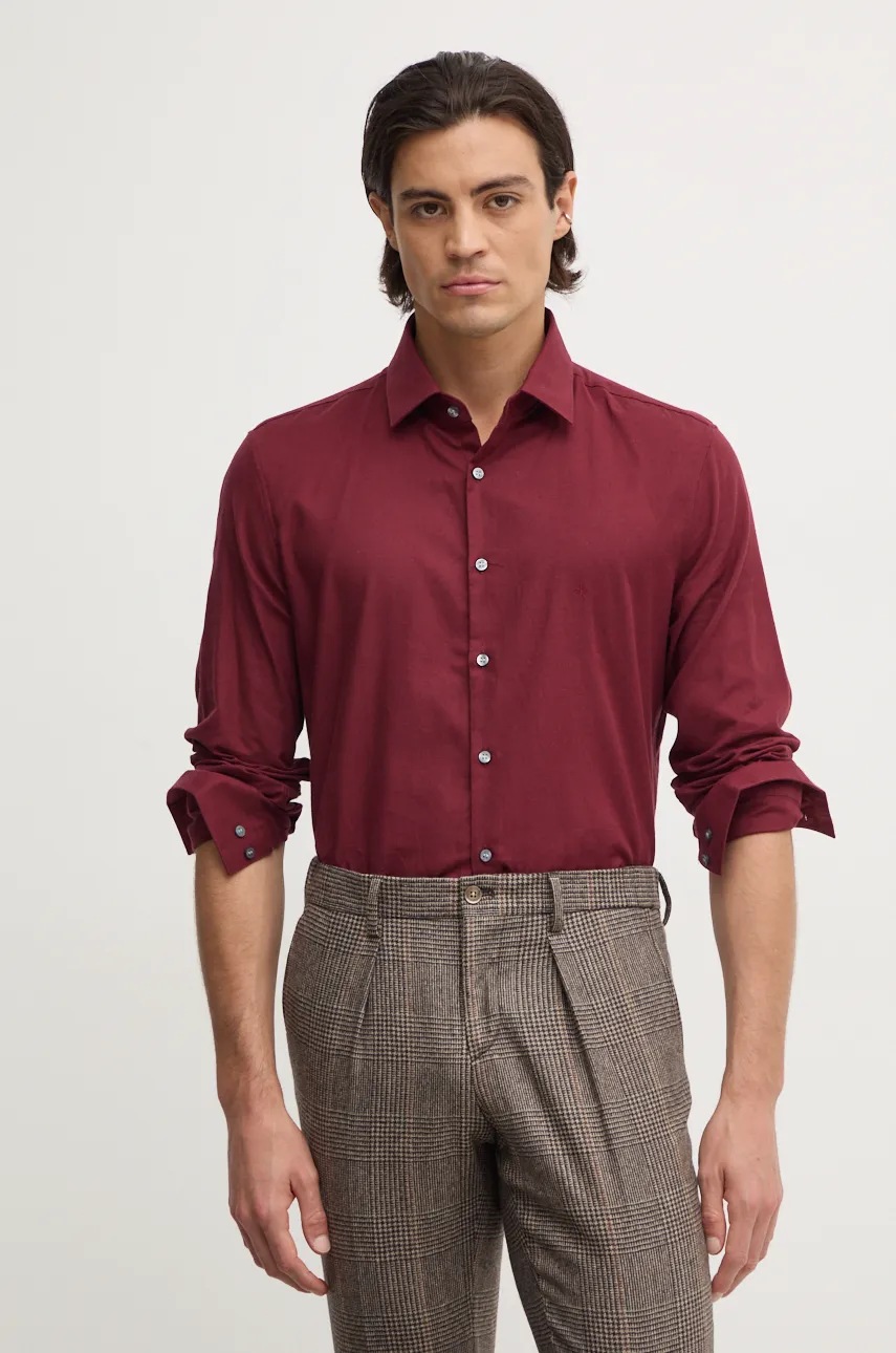 Памучна риза Calvin Klein мъжка в бордо с кройка по тялото с класическа яка K10K113523
Памучна риза Calvin Klein мъжка в бордо с кройка по тялото с класическа яка K10K113523