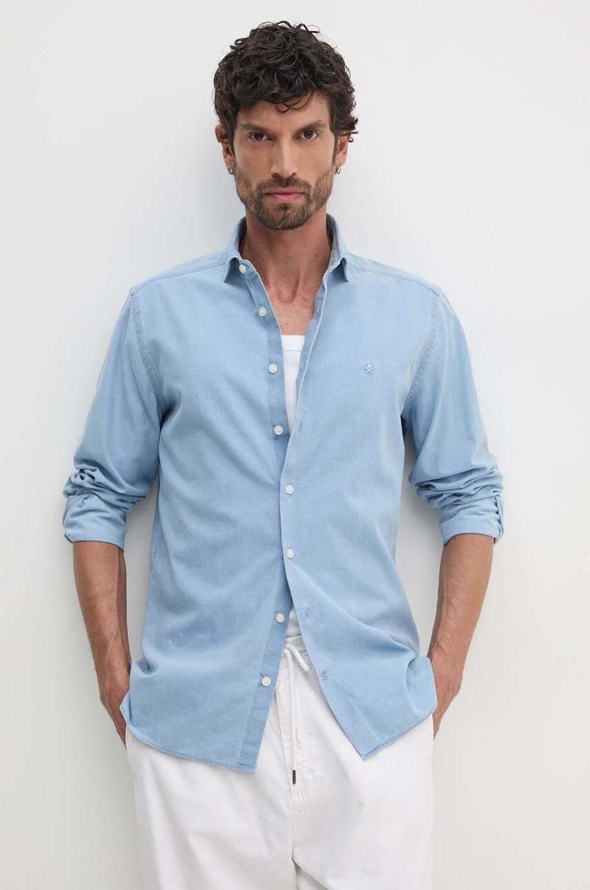 Памучна риза Hackett London мъжка в синьо със стандартна кройка с италианска яка HM309966, Син
Памучна риза Hackett London мъжка в синьо със стандартна кройка с италианска яка HM309966, Син