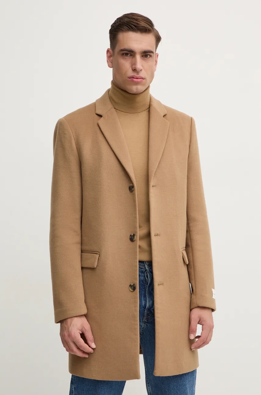 Вълнено палто Calvin Klein в бежово преходен модел K10K113664, Бежов
Вълнено палто Calvin Klein в бежово преходен модел K10K113664, Бежов
