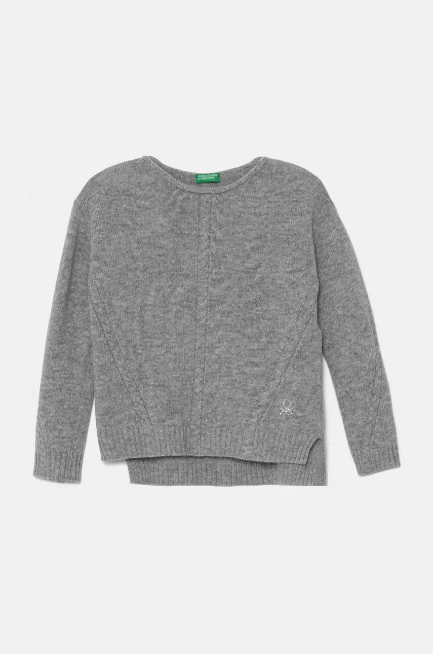 Детски вълнен пуловер United Colors of Benetton в сиво от лека материя 1244C106X, Сив
Детски вълнен пуловер United Colors of Benetton в сиво от лека материя 1244C106X, Сив