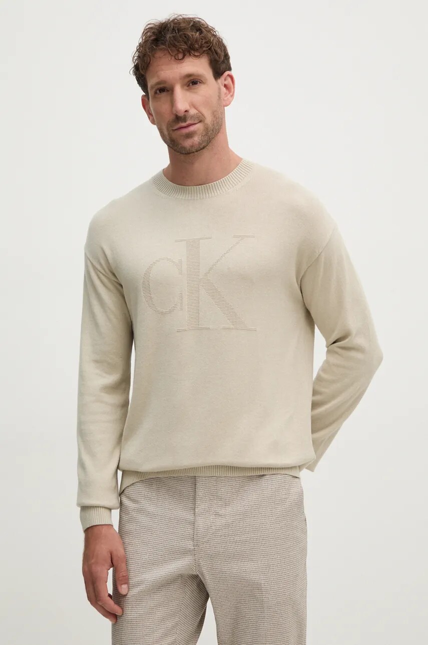 Пуловер с вълна Calvin Klein Jeans мъжки в бежово от лека материя J30J326453, Бежов
Пуловер с вълна Calvin Klein Jeans мъжки в бежово от лека материя J30J326453, Бежов