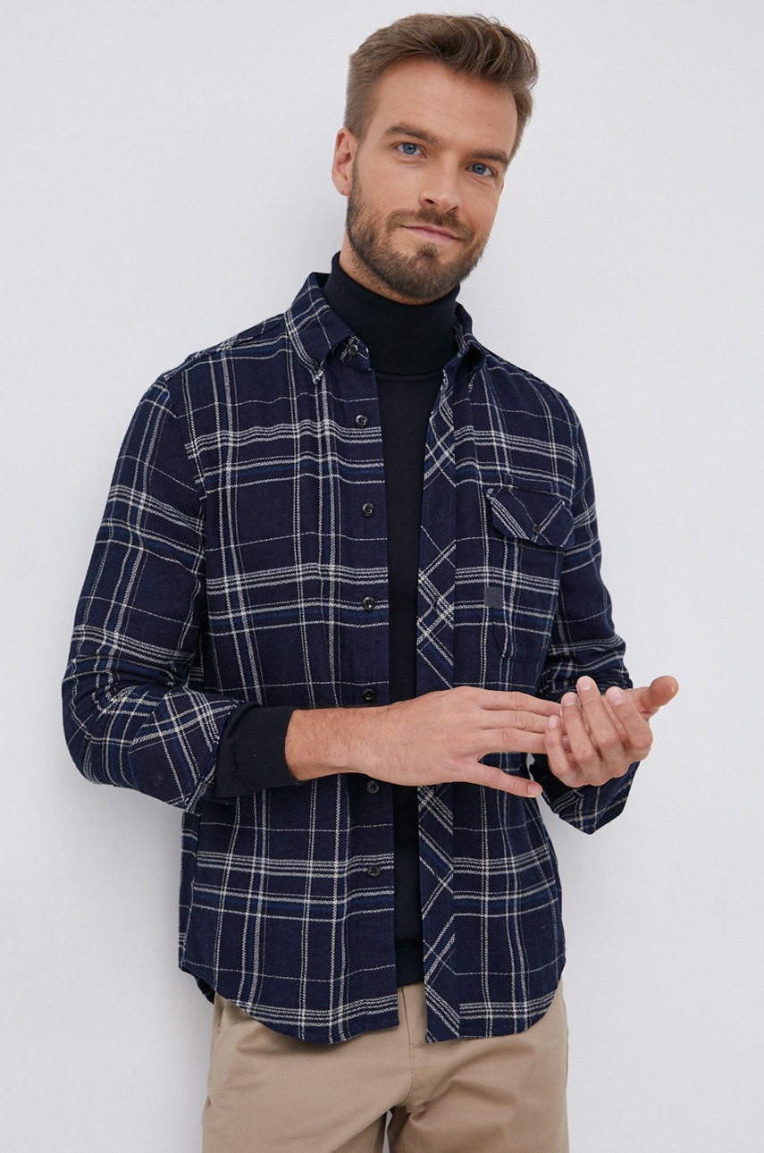 Памучна риза G-Star Raw мъжка в тъмносиньо със стандартна кройка с яка с копче, Тъмносин
Памучна риза G-Star Raw мъжка в тъмносиньо със стандартна кройка с яка с копче, Тъмносин