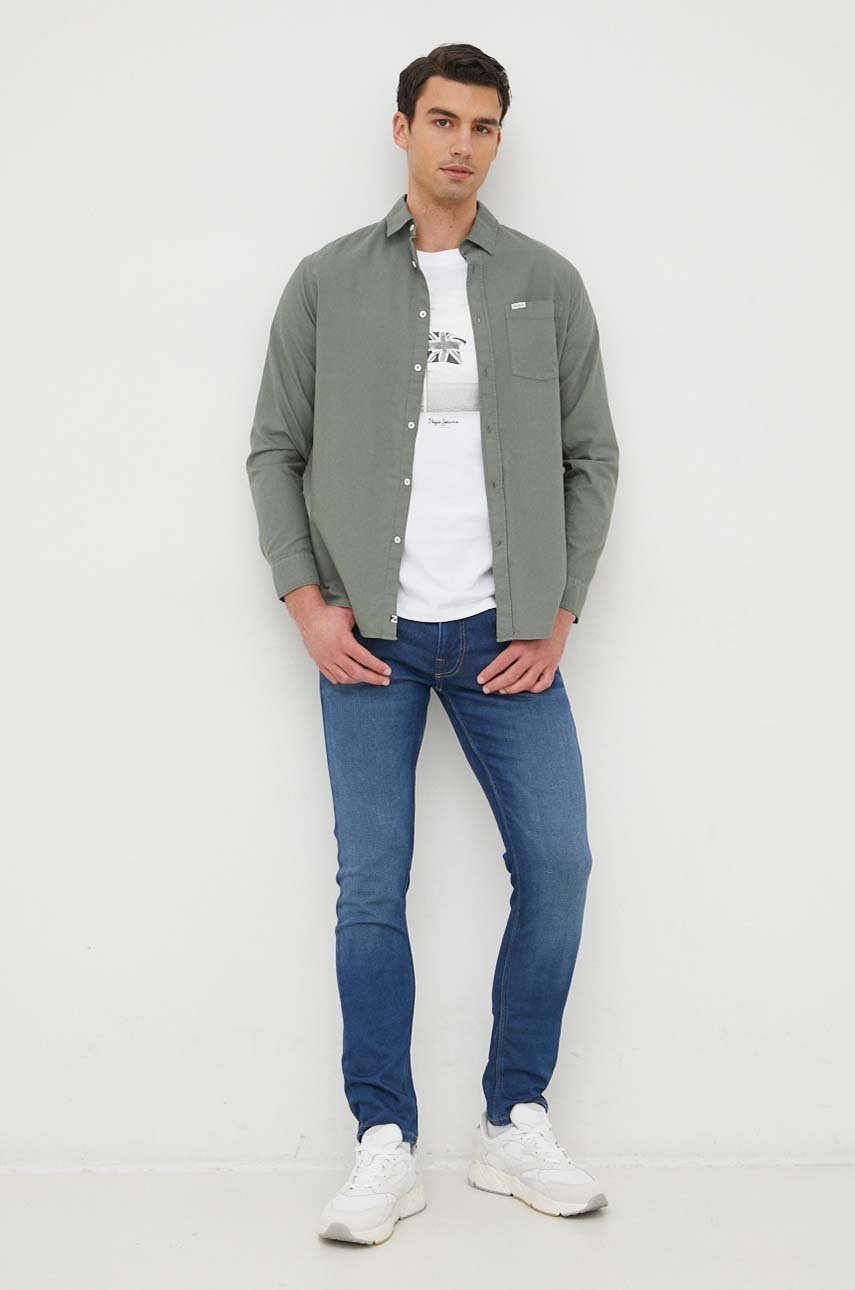 Хлопковая рубашка Pepe Jeans Liam мужская цвет зелёный regular классический воротник
Хлопковая рубашка Pepe Jeans Liam мужская цвет зелёный regular классический воротник