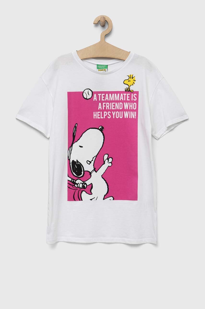 Детская хлопковая футболка United Colors of Benetton x Peanuts цвет розовый с принтом
Детская хлопковая футболка United Colors of Benetton x Peanuts цвет розовый с принтом