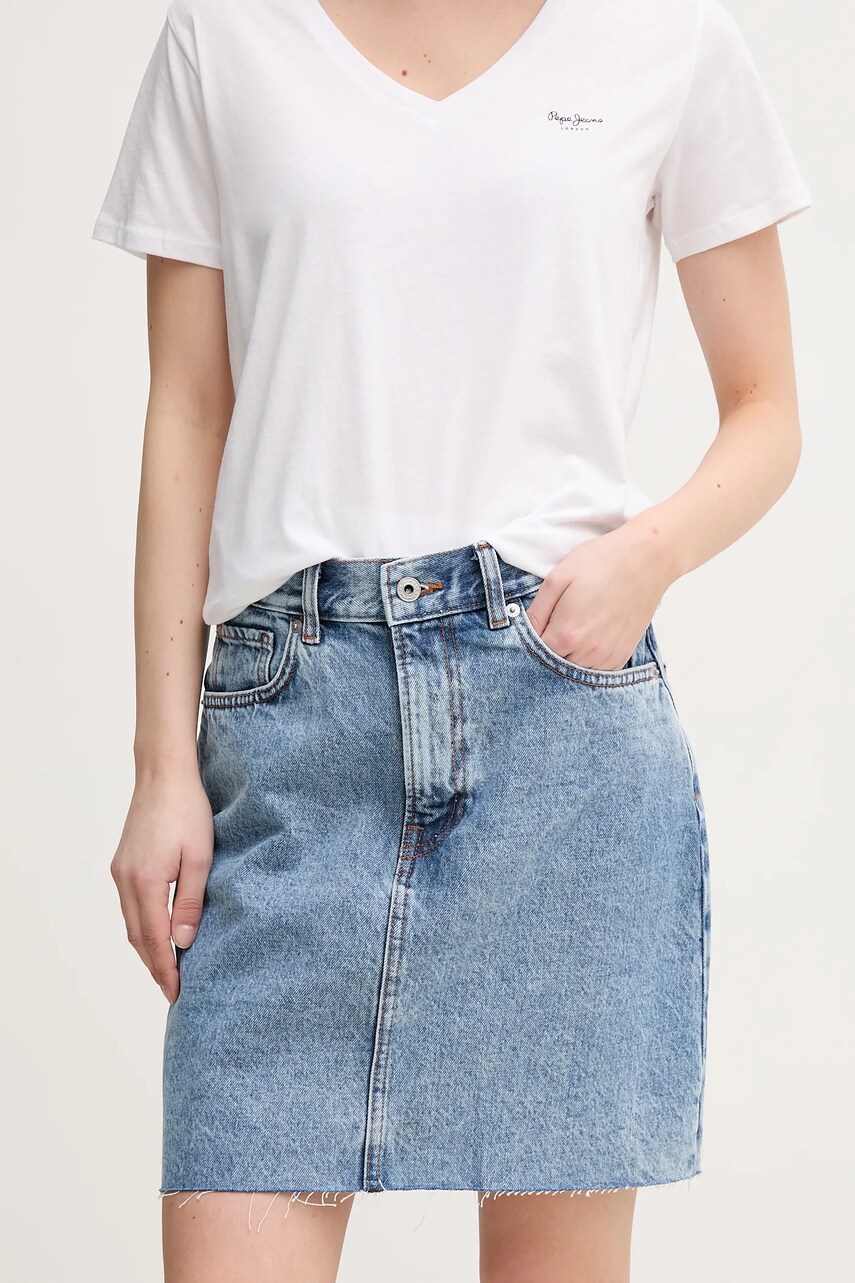Дънкова пола Pepe Jeans MINI SKIRT HW в синьо къса със стандартна кройка PL901124NC9, Син
Дънкова пола Pepe Jeans MINI SKIRT HW в синьо къса със стандартна кройка PL901124NC9, Син