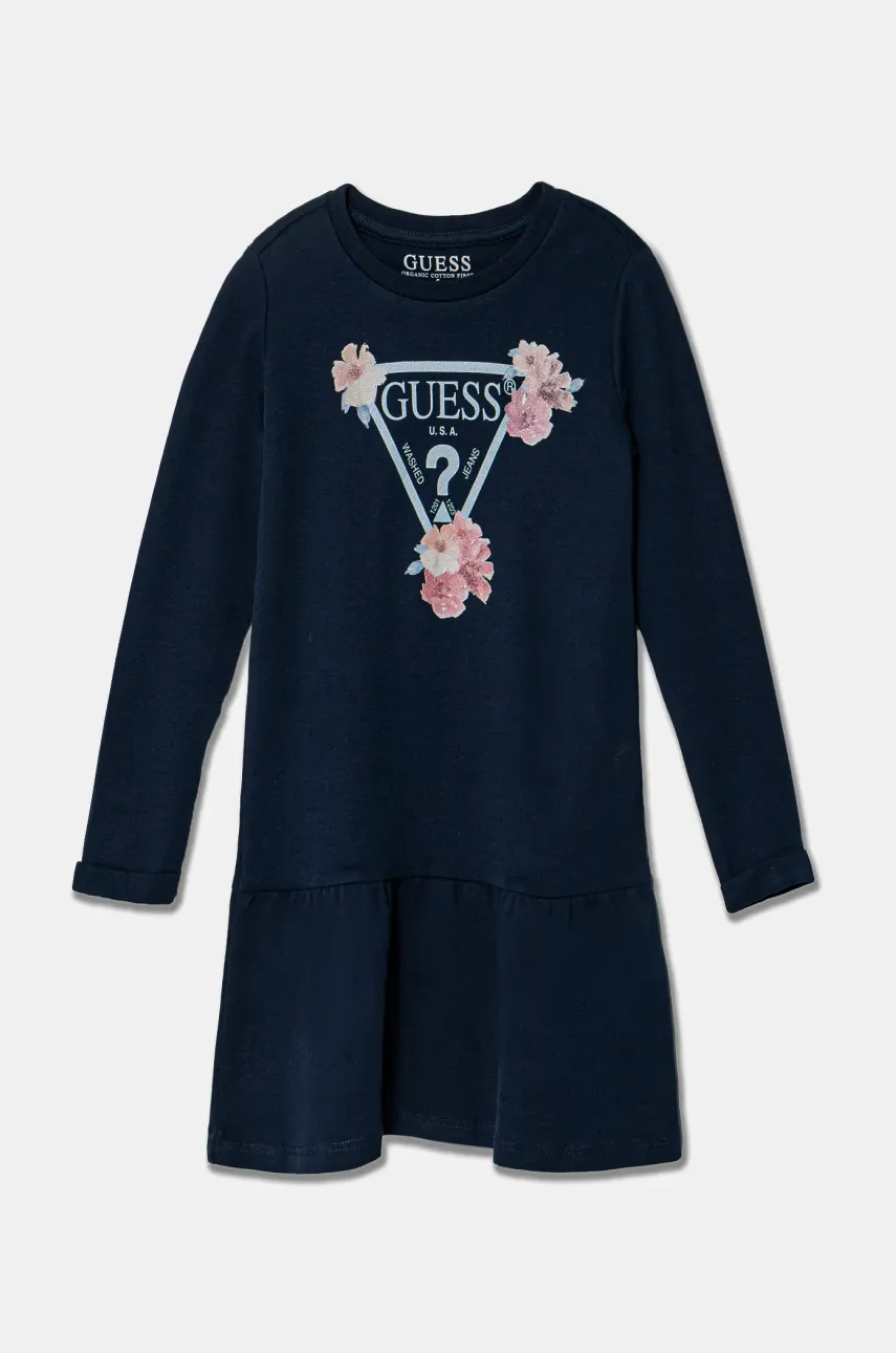 Детска памучна рокля Guess в тъмносиньо къса със стандартна кройка K3YK13 KA6W4, Тъмносин
Детска памучна рокля Guess в тъмносиньо къса със стандартна кройка K3YK13 KA6W4, Тъмносин