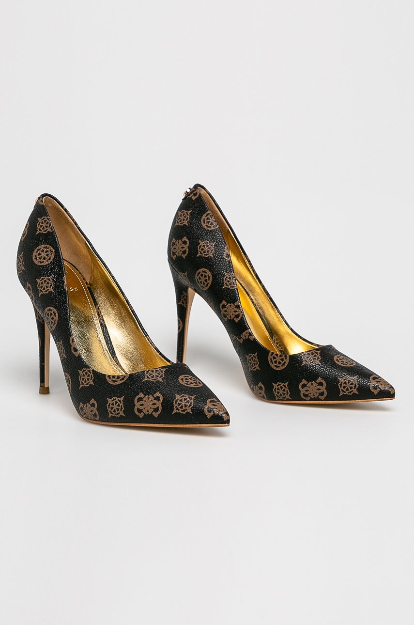 Pantofi Cu Toc Subțire Guess Bellam Fl6blm Fal08 Brown Xfashion Ro