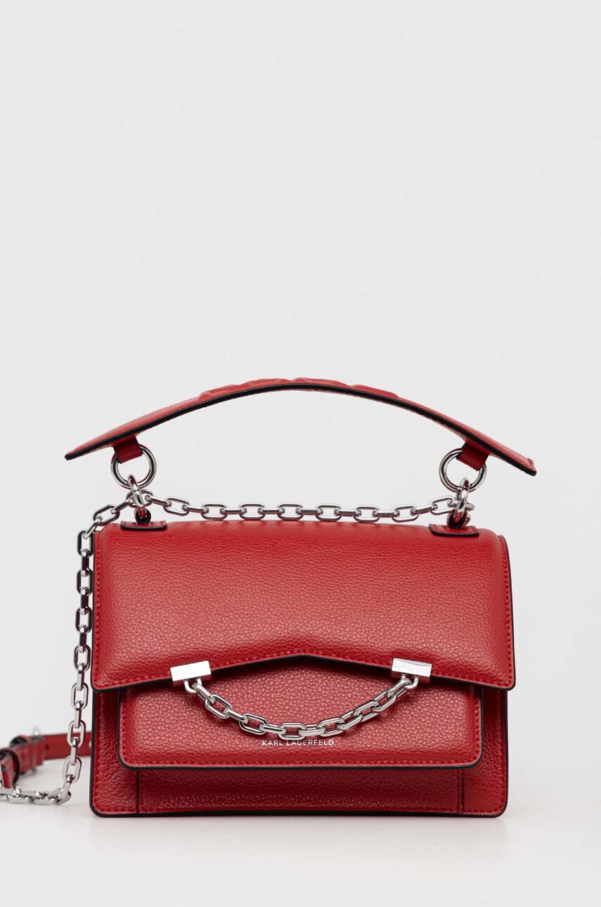 Karl Lagerfeld poseta de piele culoarea rosu