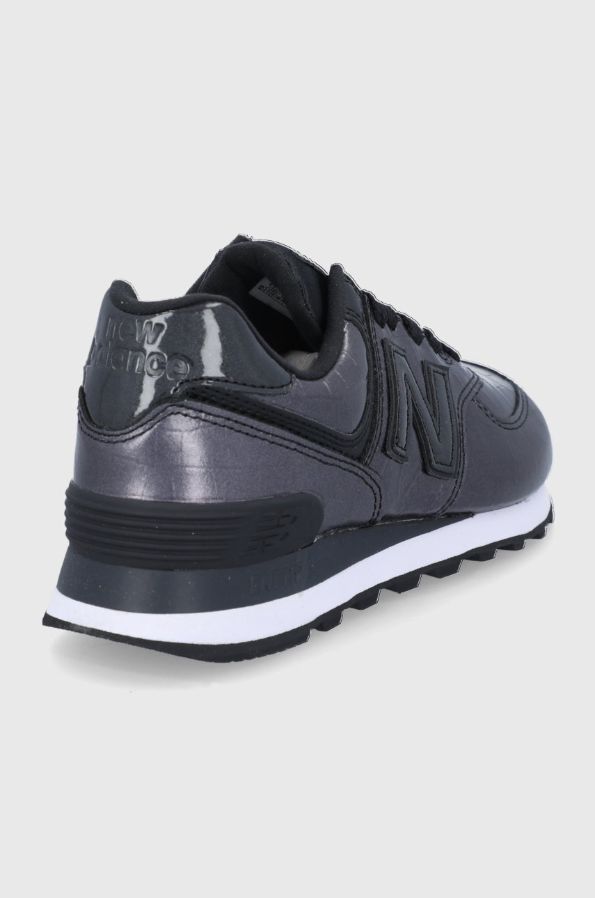 New Balance Buty skórzane WL574PW2 kolor czarny na płaskiej podeszwie |  Answear.com