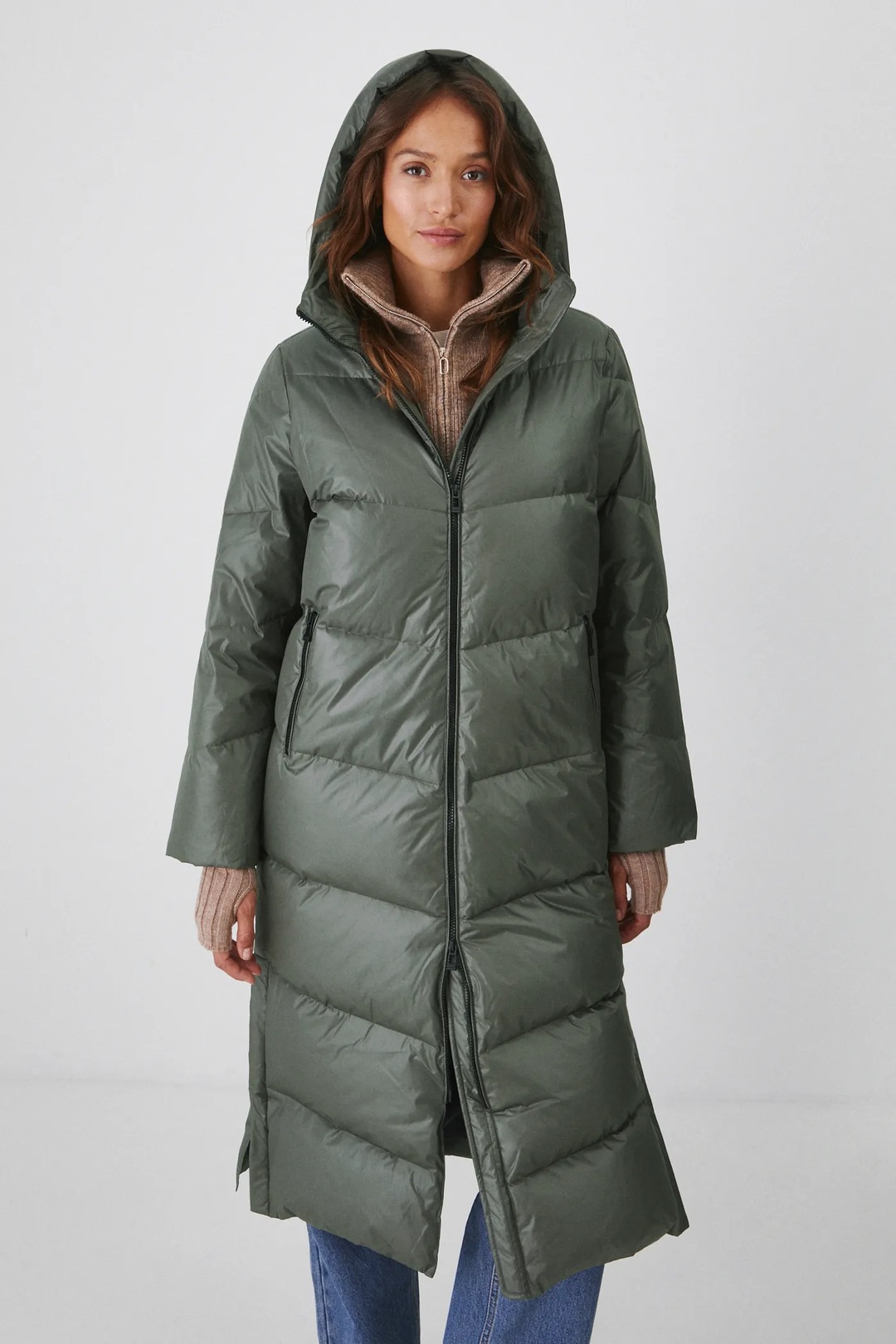 Zöld, téli, oversize kabát