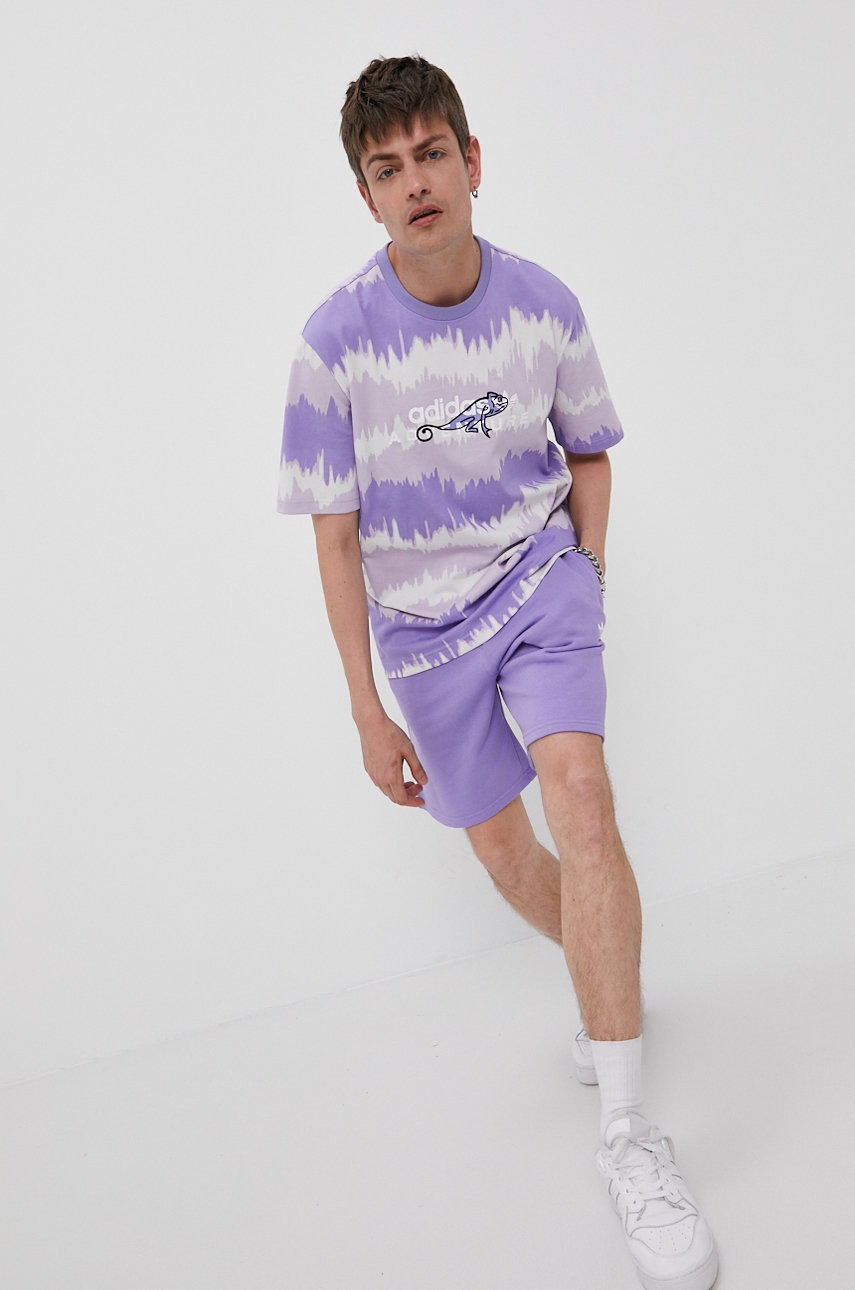 adidas Originals T-shirt GN2354, męski kolor fioletowy z nadrukiem |  Answear.com
