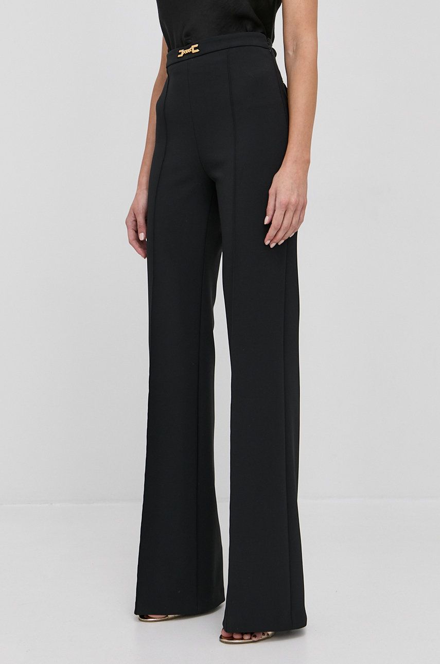 Elisabetta Franchi Dzwony czarny W stylu biznesowym Moda Spodnie Dzwony 