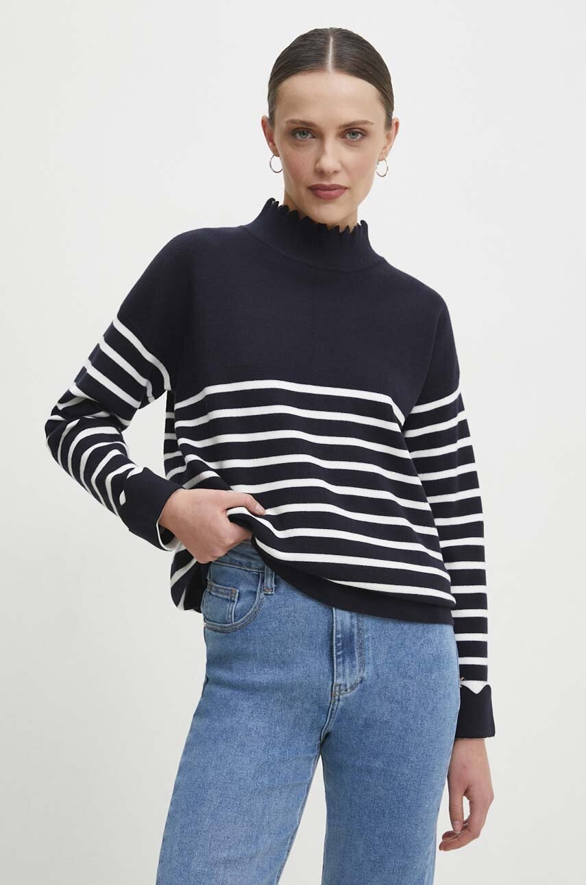 Sötétkék, garbónyakú Lab pulóver