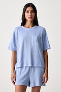 Polo Ralph Lauren piżama dwuczęściowa damska z bawełną niebieska 4P0205