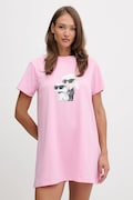 Bombažna spalna srajca Karl Lagerfeld ženska, roza barva, A3W45007