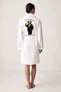 Polo Ralph Lauren halat de baie din pânză terry pentru femei din bumbac alb 4P0396