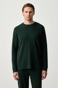 BOSS longsleeve lounge męski z bawełną Waffle LS-Shirt zielony 50535870
