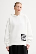 MMC STUDIO bluza damska kolor biały z kapturem z aplikacją VERITE.HOODIE