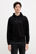 Бавовняна кофта Armani Exchange колір чорний з капюшоном з аплікацією XM001294 AF20934