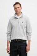 Mikina U.S. Polo Assn. DHM LB 1/4 ZIP šedá farba, jednofarebná, MUP3359