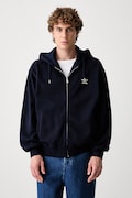 Drôle de Monsieur Slogan mikina na zips bavlnená pánska tmavomodrá PERM-HO207-CO312