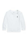 Polo Ralph Lauren longsleeve din bumbac pentru bebeluși culoarea alb, neted, 320843804004