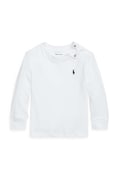 Polo Ralph Lauren longsleeve din bumbac pentru bebeluși culoarea alb, neted, 320843804004