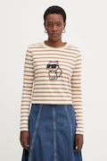 Karl Lagerfeld longsleeve bawełniany IKON kolor beżowy A1W17137
