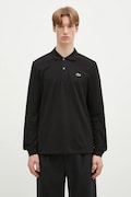 Бавовняний лонгслів Lacoste L1312 031 колір чорний однотонний L1312.031-031