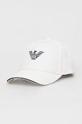 Emporio Armani șapcă din bumbac culoarea alb, cu imprimeu