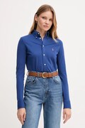 Polo Ralph Lauren koszula bawełniana damska kolor niebieski regular z kołnierzykiem klasycznym 211924258