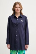 Lauren Ralph Lauren koszula bawełniana damska kolor granatowy relaxed z kołnierzykiem klasycznym 20529276