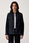 Levi's πουκάμισο γυναικείο ντένιμ HERITAGE WESTERN DENIM σκούρο μπλε απλό 007WT