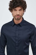 Armani Exchange camasa barbati, culoarea albastru marin, cu guler clasic, slim