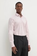 Бавовняна сорочка HUGO чоловіча колір рожевий slim з італійським коміром