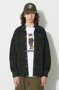 Barbour koszula męska sztruksowa Blair Tailored Shirt zielona w kratkę MSH4986