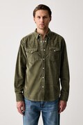 Levi's camicia da uomo in velluto a coste CLASSIC WESTERN STANDARD verde liscia 85745
