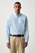 U.S. Polo Assn. koszula męska bawełniana STRETCH COTTON POPLIN niebieska gładka MUP3249
