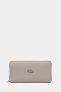 Kožená peněženka Diesel HISSU EVO CONTINENTAL ZIP pánská, šedá barva, X09015.P0685