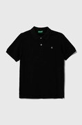 United Colors of Benetton tricouri polo din bumbac pentru copii culoarea negru, neted