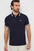 BOSS Green polo de bumbac culoarea albastru marin, neted, 50469055