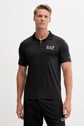 Polo tričko EA7 Emporio Armani pánsky, čierna farba, s potlačou